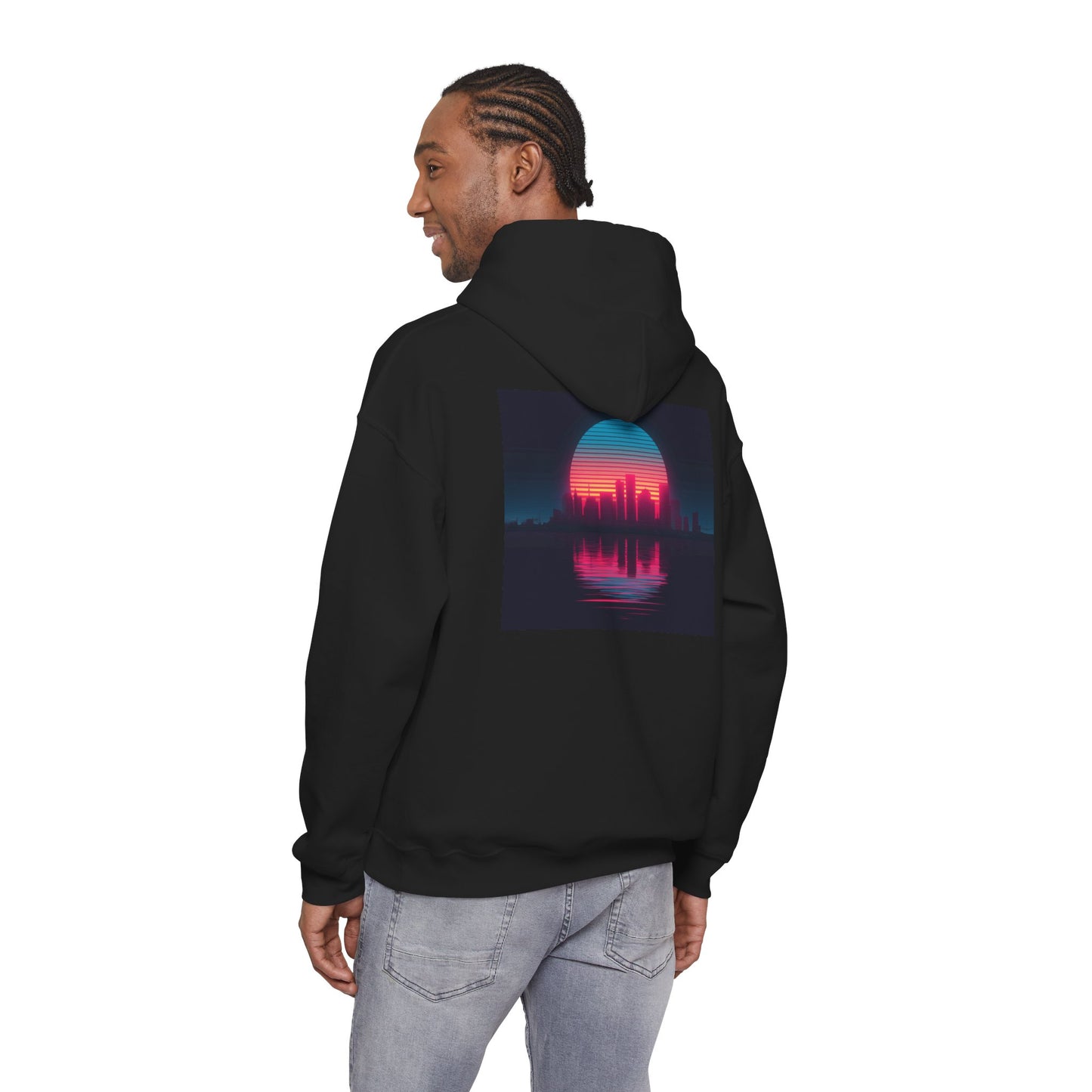 Neon Sunline // Retro Vaporwave Hoodie