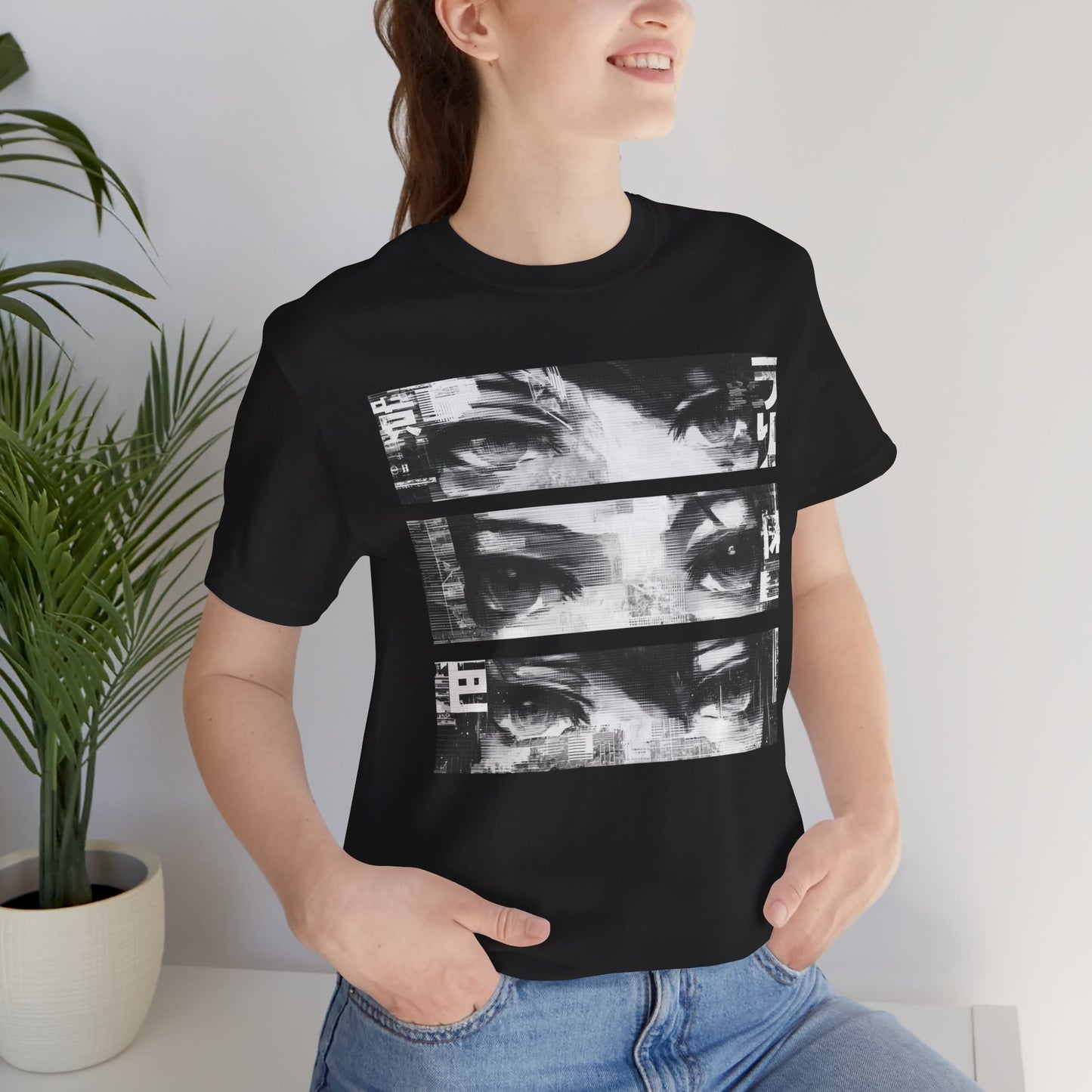 Shadowsight // Triple-Panel Eyes Tee — Anime Noir Streetwear Shirt